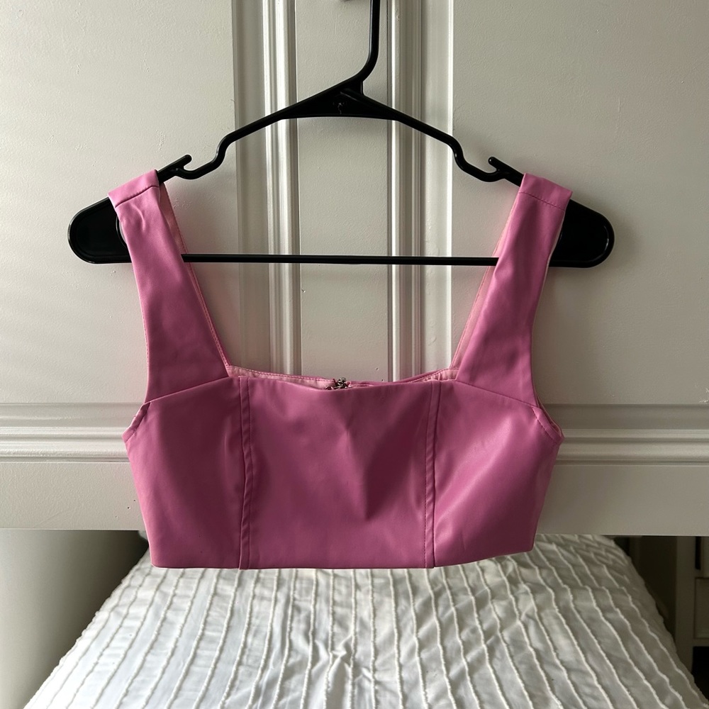 Pink Edikted leather top 🩷